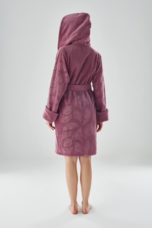 Женский махровый халат с капюшоном Nusa 8665, лиловый-1